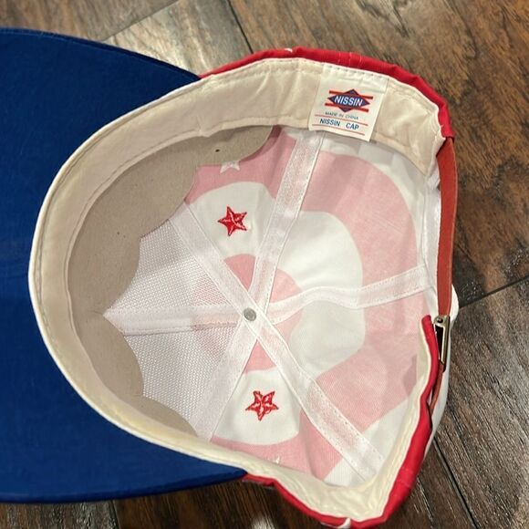 Nissin USA American Flag Hat Embroidered Stars Stripes Strapback Cap 90s VTG - Picture 4 of 7